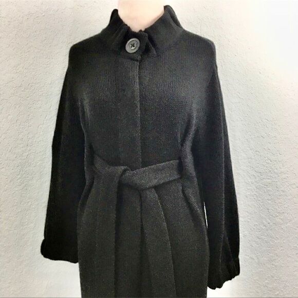 Vince Belted Cardigan with Buttons Black - Picture 1 of 4